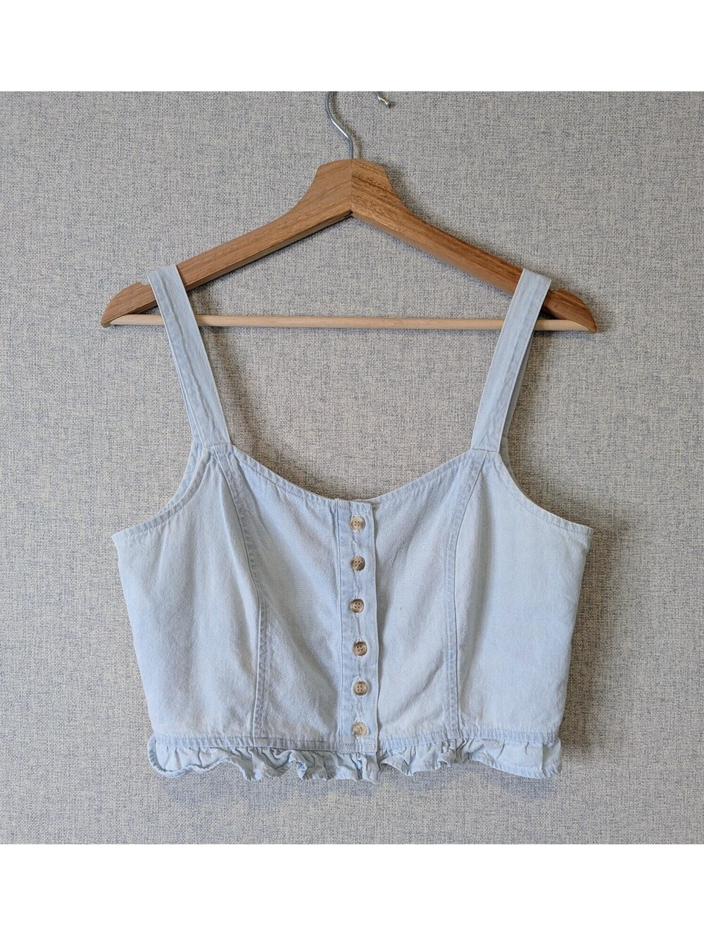 Vintage 90s Andrew's Blues chambray crop top
